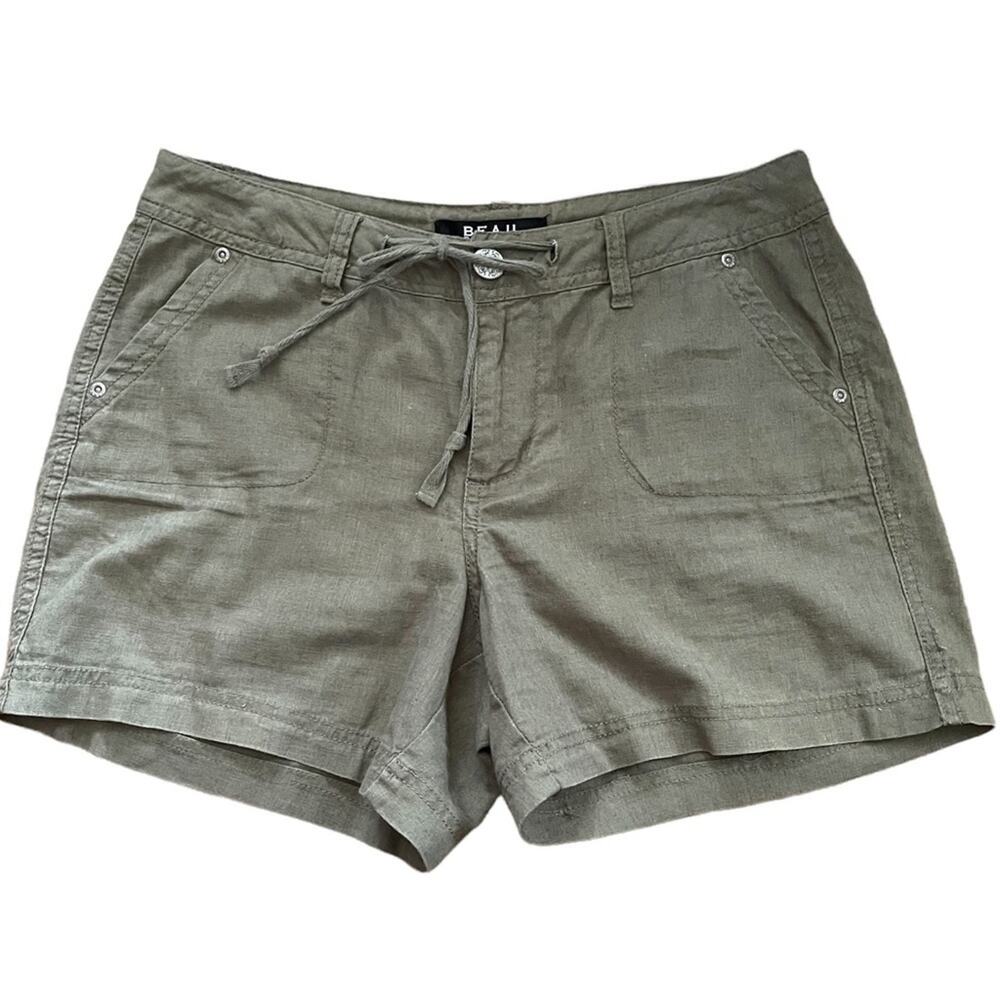 Beau Dawson Cargo Shorts Womens 6 Utility Outdoor Hiking Linen Blend Army Green